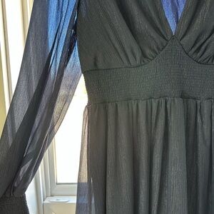 Baltic Born Blue Silver Gown with Bishop Sleeves